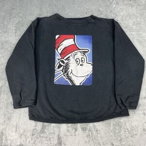 Vintage Dr.‎ Seuss Cat In The Hat Sweatshirt Womens Size XL Black Faded 90s